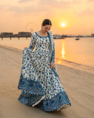 FAIZA SAQLAIN 3PC LAWN EMBROIDERED SHIRT WITH NET EMBROIDERED DUPATTA AND TROUSER V718