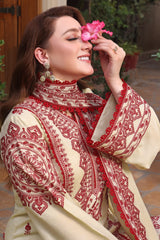 3PC DHANAK EMBROIDERED SHIRT WITH DHANAK EMBROIDERED SHAWL & TROUSER V672