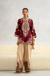 Ethnic Silk Unstitched 2PC Embroidery Suit V44