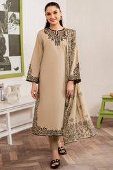 3PC DHANAK EMBROIDERED UNSTITCHED DRESS V221
