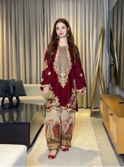 Ethnic Silk Unstitched 2PC Embroidery Suit V44