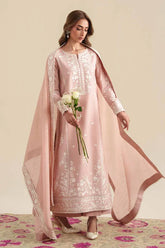 DHANAK EMBROIDERED SHIRT WITH CHIFFON EMB DUPATTA AND TROUSER V61