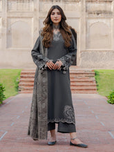 IZEL-3PC DHANAK EMBROIDERED SHIRT WITH WOOL PRINTED SHAWL & TROUSER V736