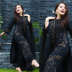 3 Piece Embroidered Lawn Shirt with Embroidered Organza Duppata 1020
