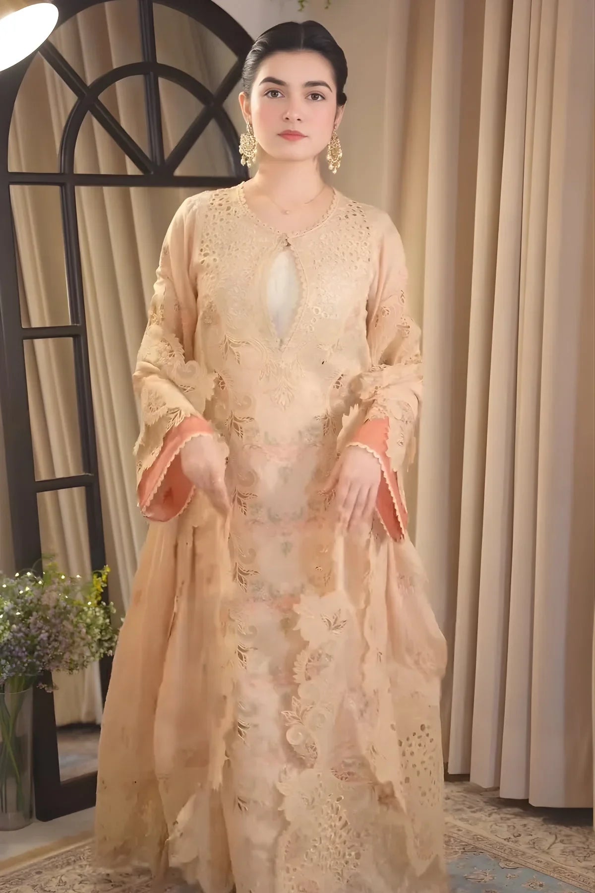 Aneelas unstichted Lawn Embroidered 2pc  Embroidered Duppata V723 2pc