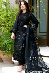 Linen 3PC Embroidered V102