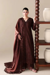 BATIK-3PC DHANAK EMBROIDERED SHIRT WITH COURTRAI WOOL PRINT EMBROIDERED SHAWL AND TROUSER v60