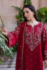 Dhanak Embroidered 3pc Suit With Chiffon Embroidered Dupatta 727